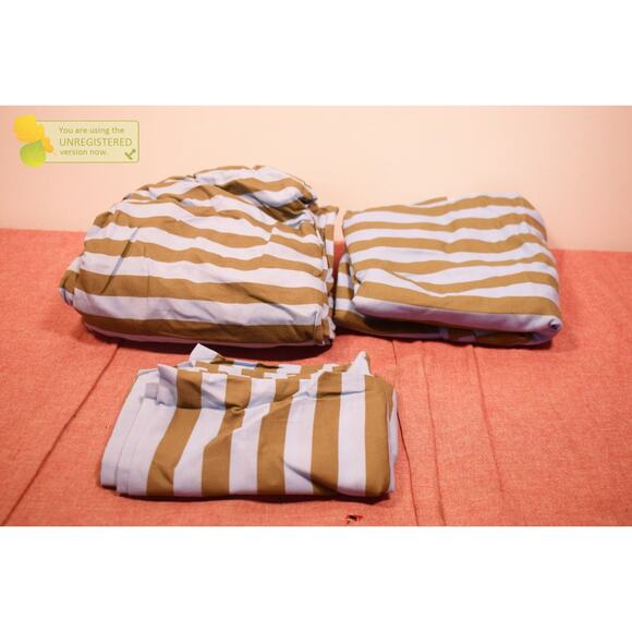 Pillowfort Twin Striped Kids' Cotton Sheet Set Blue/Green* - Picture 1 of 8